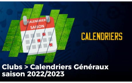 Calendrier généraux 2022/2023